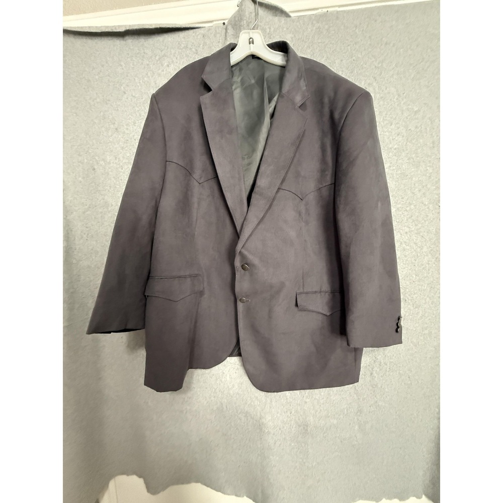 Harmony Blazer Sport Coat Mens 52 Gray Faux Suede‎ Western Cowboy Jacket